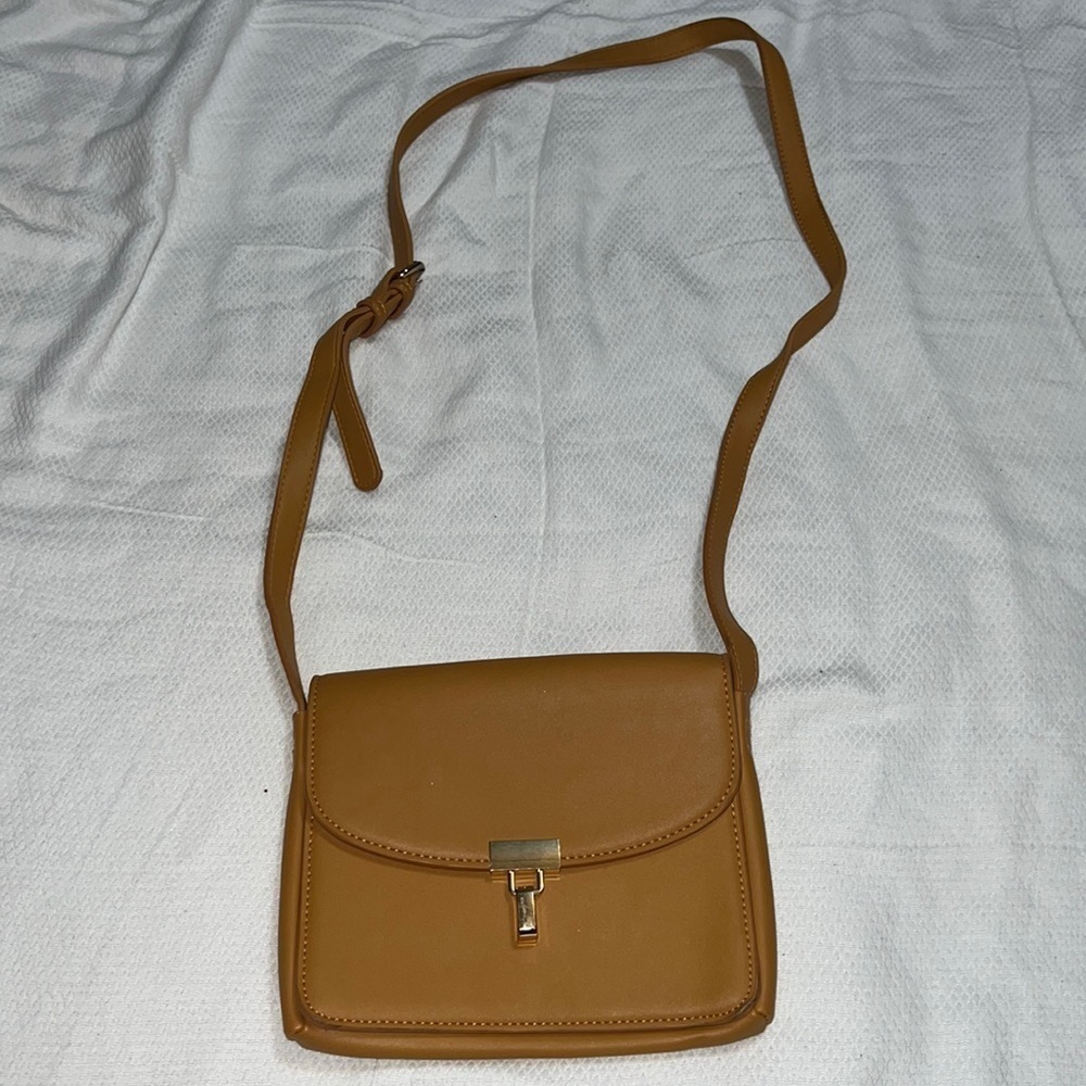 Madison West Vegan Leather Tan Crossbody Purse
